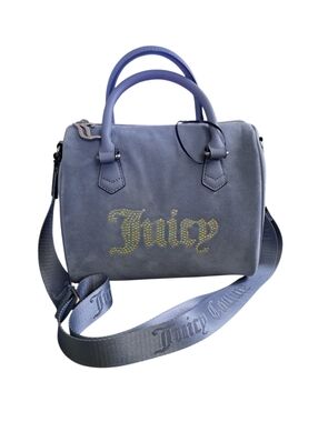 Juicy Coture Slate Blue Rhinestone Logo Obsession Satchel